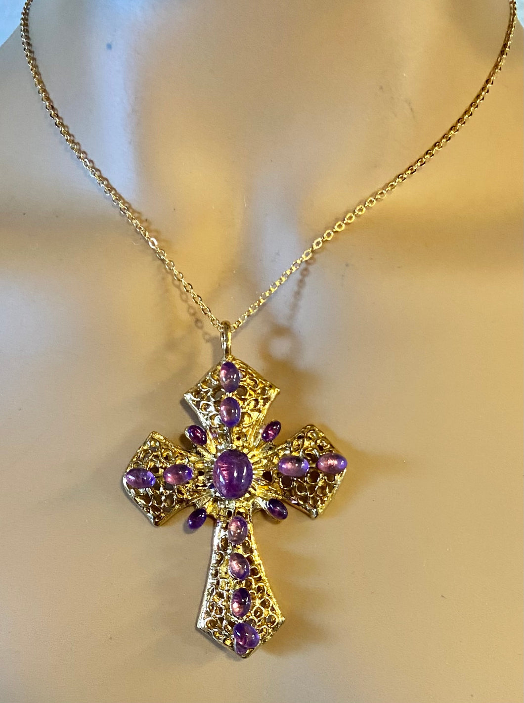 Authentic Swoboda Cross Pendant ~ Amethyst