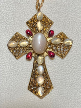 Load image into Gallery viewer, Authentic Swoboda Cross Pendant ~ Moonstone, Garnet
