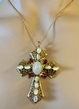 Load image into Gallery viewer, Authentic Swoboda Cross Pendant ~ Moonstone, Garnet
