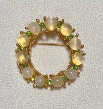 Load image into Gallery viewer, AUTHENTIC SWOBODA FLOWER WREATH BROOCH ~ MOONSTONE, PERIDOT
