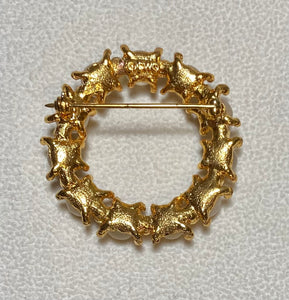 AUTHENTIC SWOBODA FLOWER WREATH BROOCH ~ MOONSTONE, PERIDOT