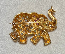 Load image into Gallery viewer, AUTHENTIC SWOBODA ELEPHANT BROOCH ~ MOONSTONE, GARNET

