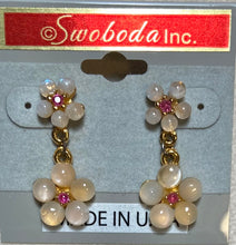 Load image into Gallery viewer, AUTHENTIC SWOBODA EARRINGS ~ Genuine Moonstone, Garnet ~ Pierced
