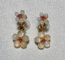 Load image into Gallery viewer, AUTHENTIC SWOBODA EARRINGS ~ Genuine Moonstone, Garnet ~ Pierced
