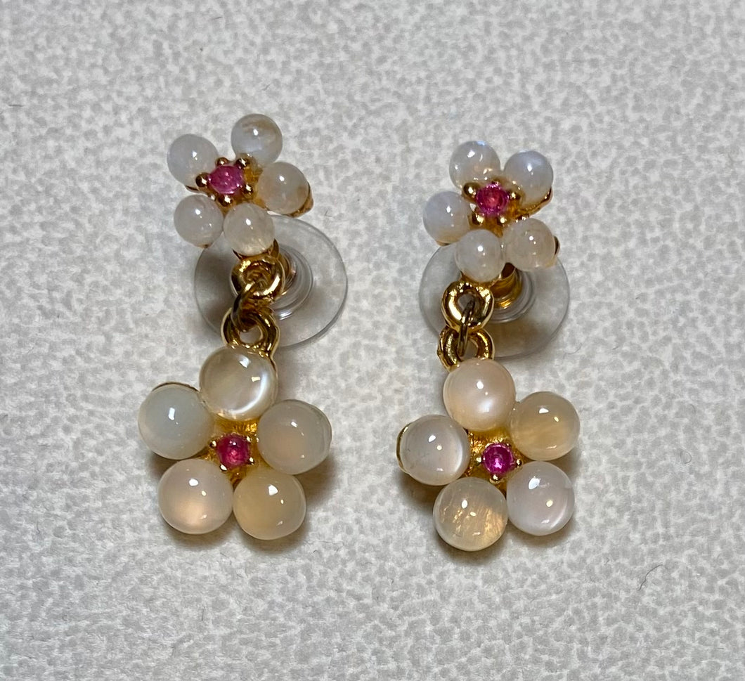 AUTHENTIC SWOBODA EARRINGS ~ Genuine Moonstone, Garnet ~ Pierced