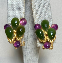 Load image into Gallery viewer, AUTHENTIC SWOBODA EARRINGS ~ Jade, Amethyst ~ Clip-on.

