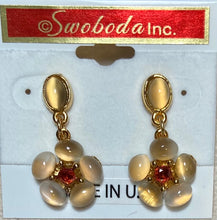 Load image into Gallery viewer, AUTHENTIC SWOBODA EARRINGS ~ Genuine Moonstone, Garnet ~ Pierced
