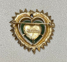 Load image into Gallery viewer, AUTHENTIC SWOBODA HEART BROOCH ~ JADE, GARNET
