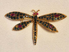 Load image into Gallery viewer, Genuine Sapphire and Ruby Dragonfly Brooch
