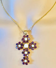 Load image into Gallery viewer, Genuine Ruby and Opal Cross Pendant
