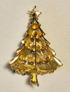 Genuine Moonstone, Garnet and Ruby Christmas Tree Brooch
