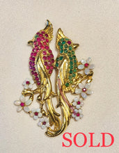 Load image into Gallery viewer, Genuine Ruby, Emerald and Opal Brooch
