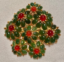 Load image into Gallery viewer, Jade and Carnelian Brooch
