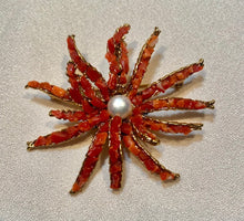 Load image into Gallery viewer, Starfish Coral and Fresh Water Pearl Brooch
