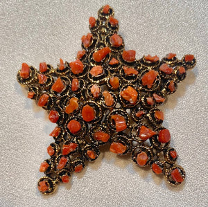 Coral Starfish Brooch