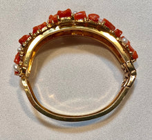 Load image into Gallery viewer, Natural Coral and Fresh Water Pearl Cuff Bracelet
