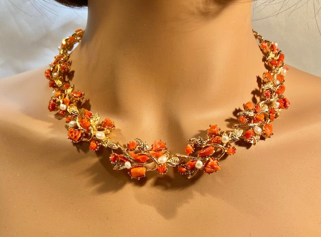 Coral and Fresh Water Pearl Necklace
