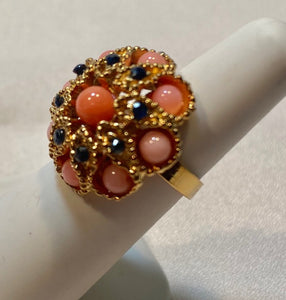 Coral and Sapphire Ring