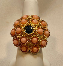 Load image into Gallery viewer, Coral and Sapphire Ring

