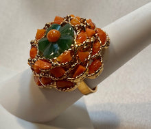Load image into Gallery viewer, Coral and Jade Ring
