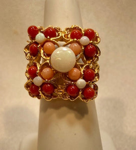 Coral and Opal Ring