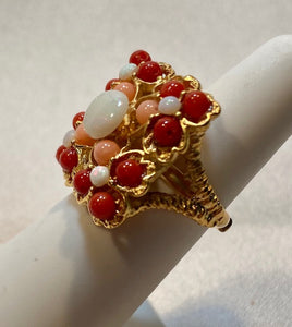 Coral and Opal Ring