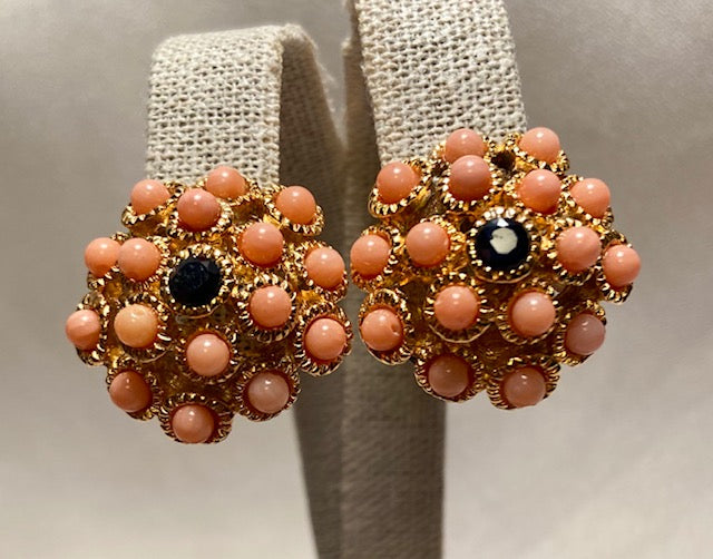 Coral and Sapphire Earring