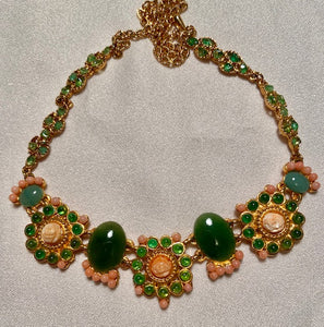 Coral, Jade and Peridot Necklace