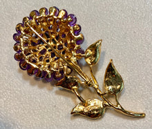 Load image into Gallery viewer, Amethyst and Peridot Aster Flower Brooch
