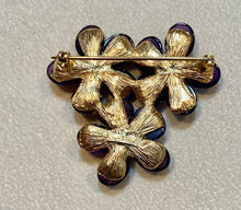 Load image into Gallery viewer, Three Flower Amethyst and Fresh Water Pearl Brooch
