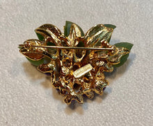 Load image into Gallery viewer, Amethyst and Jade Leaves Brooch
