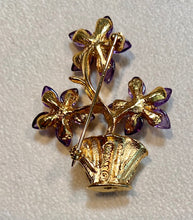 Load image into Gallery viewer, Amethyst and Fresh Water Pearl Flower Pot Brooch
