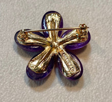 Load image into Gallery viewer, Amethyst and Pearl Five Flower Brooch
