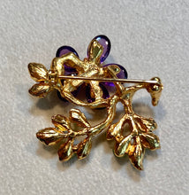 Load image into Gallery viewer, Amethyst, Peridot and Pearl Flower Brooch
