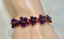 Load image into Gallery viewer, Amethyst and Peridot Flower Bracelet

