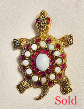 Load image into Gallery viewer, Genuine Ruby and Opal Turtle Brooch
