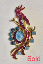 Load image into Gallery viewer, Genuine Ruby, Blue Opal and Emerald Eye Parrot Brooch
