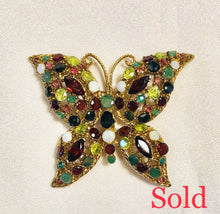 Load image into Gallery viewer, Genuine Ruby, Emerald, Sapphire Opal and Peridot Butterfly Brooch
