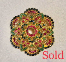 Load image into Gallery viewer, Genuine Sapphire, Ruby and Emerald Brooch
