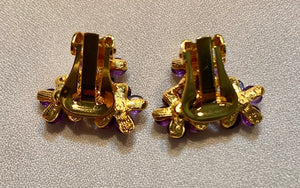 Amethyst and Peridot Three Flower Earring