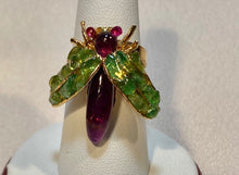 Load image into Gallery viewer, Amethyst and Peridot Bee Ring
