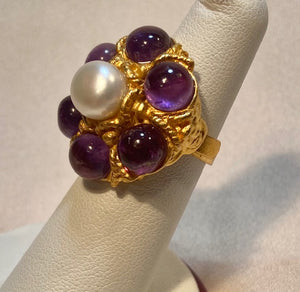 Amethyst and Fresh Water Pearl Ring