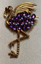 Load image into Gallery viewer, Amethyst, Pearl and Ruby Eye Flamingo Brooch
