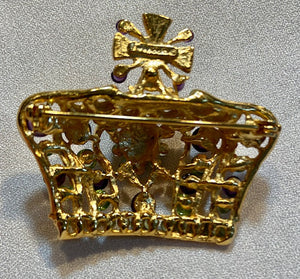 Amethyst and Peridot Crown Brooch