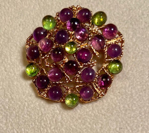 Amethyst and Peridot Brooch