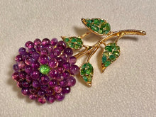 Load image into Gallery viewer, Amethyst and Peridot Aster Flower Brooch
