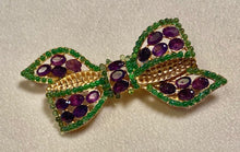 Load image into Gallery viewer, Bowtie Amethyst and Peridot Brooch
