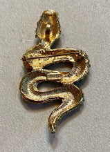 Load image into Gallery viewer, Peridot and Genuine Ruby Eyes Snake Brooch / Pendant

