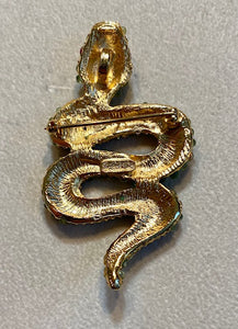Peridot and Genuine Ruby Eyes Snake Brooch / Pendant
