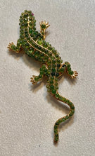 Load image into Gallery viewer, Peridot and Genuine Ruby Eyes Lizard Brooch
